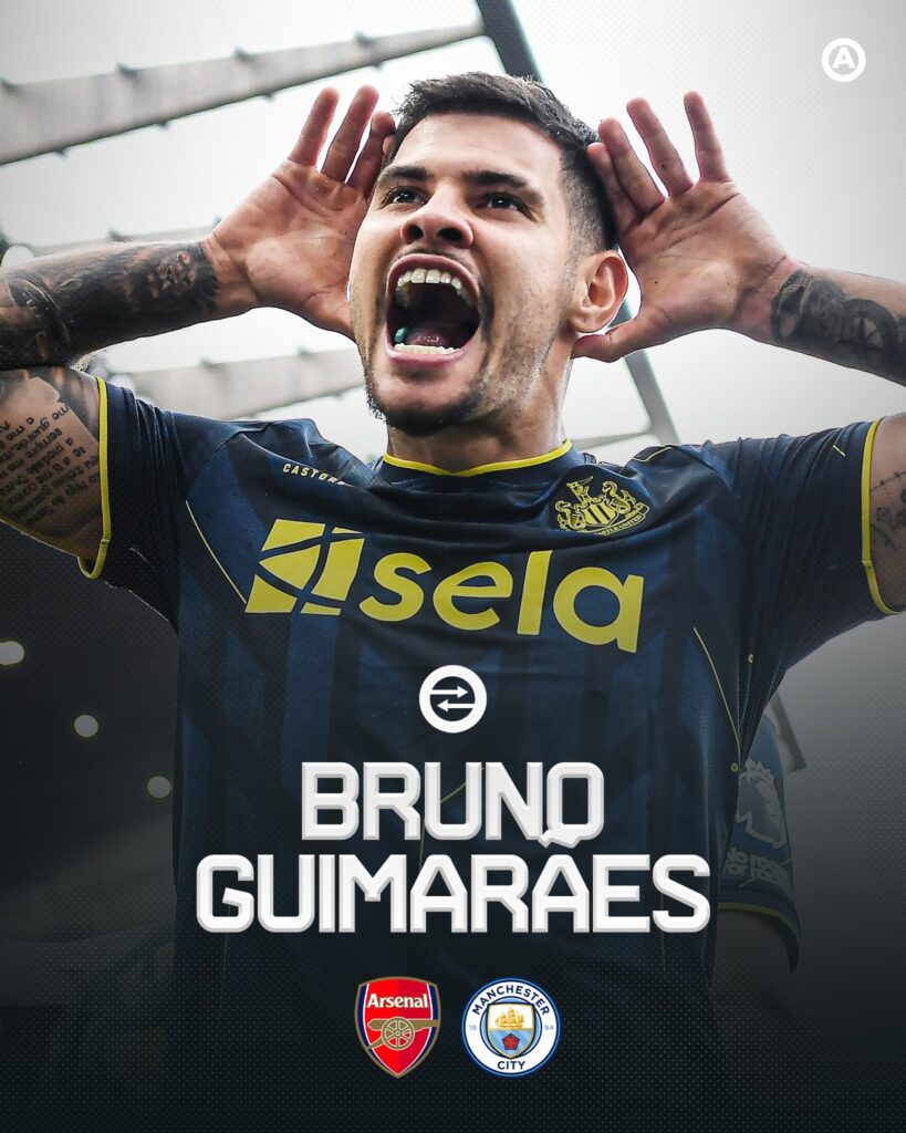 Arsenal rất thích Bruno Guimaraes